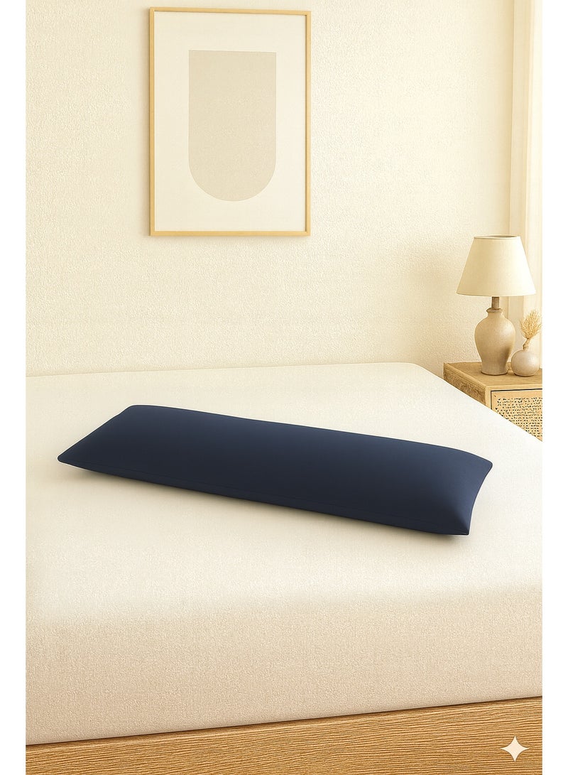 Harmony Home Long Body Pillow with Pillowcase – Soft Breathable Full Body Pillow Insert for Sleeping – Comfortable Bed Pillow for Back Legs Neck Support – Side Sleeper Cushion – Navy Blue (120×45 CM) - Image 1