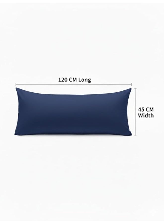 Harmony Home Long Body Pillow with Pillowcase – Soft Breathable Full Body Pillow Insert for Sleeping – Comfortable Bed Pillow for Back Legs Neck Support – Side Sleeper Cushion – Navy Blue (120×45 CM) - Image 2