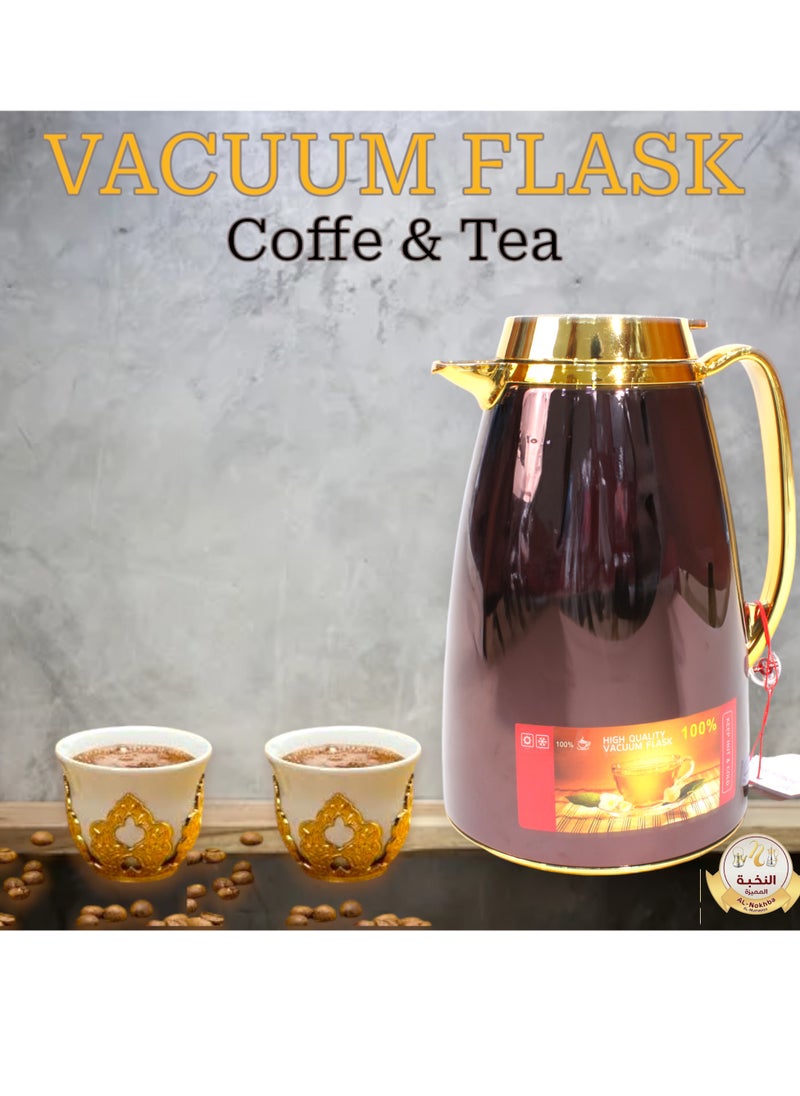 Generic - Al-Nokhba Vacuum Flask Set – Enjoy hot and cold drinks on the go with an insulated double-wall vacuum-sealed design, leak-proof lid, and unique handle. Convenient push-button access (0.6 Litre & 1.0 Litre) - Image 1