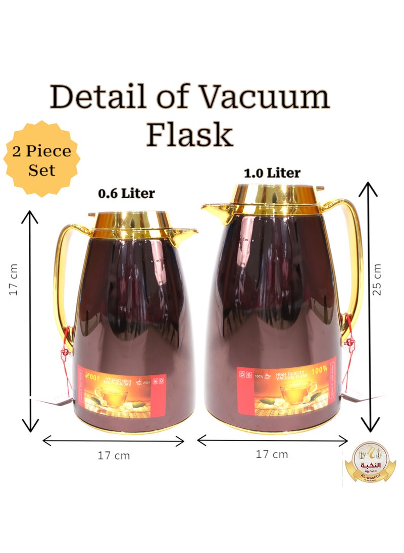 Generic - Al-Nokhba Vacuum Flask Set – Enjoy hot and cold drinks on the go with an insulated double-wall vacuum-sealed design, leak-proof lid, and unique handle. Convenient push-button access (0.6 Litre & 1.0 Litre) - Image 1