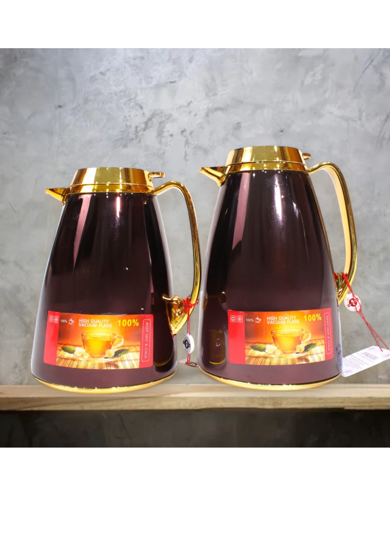 Generic - Al-Nokhba Vacuum Flask Set – Enjoy hot and cold drinks on the go with an insulated double-wall vacuum-sealed design, leak-proof lid, and unique handle. Convenient push-button access (0.6 Litre & 1.0 Litre) - Image 1
