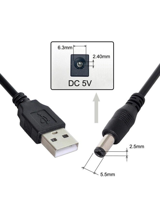 Cablecc USB 2.0 A Type Male to 5.5 x 2.5mm DC 5V Power Plug Barrel Connector Charge Cable, 80cm - Image 2