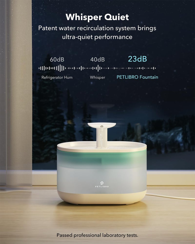 PETLIBRO Pet Water Fountain, Visible Water Level Design, 2.1L Quiet Pet Water Dispenser with Dual Water Modes and 4 Replacement Filters for Cats and Small Dogs, Blue - Image 5