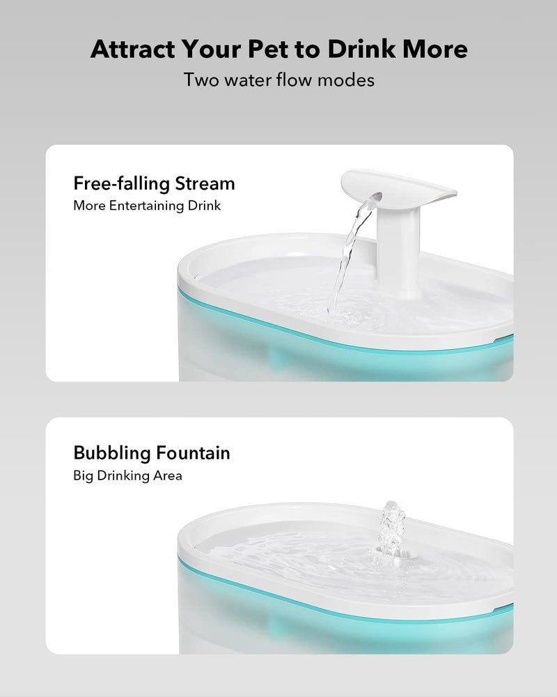PETLIBRO Pet Water Fountain, Visible Water Level Design, 2.1L Quiet Pet Water Dispenser with Dual Water Modes and 4 Replacement Filters for Cats and Small Dogs, Blue - Image 3