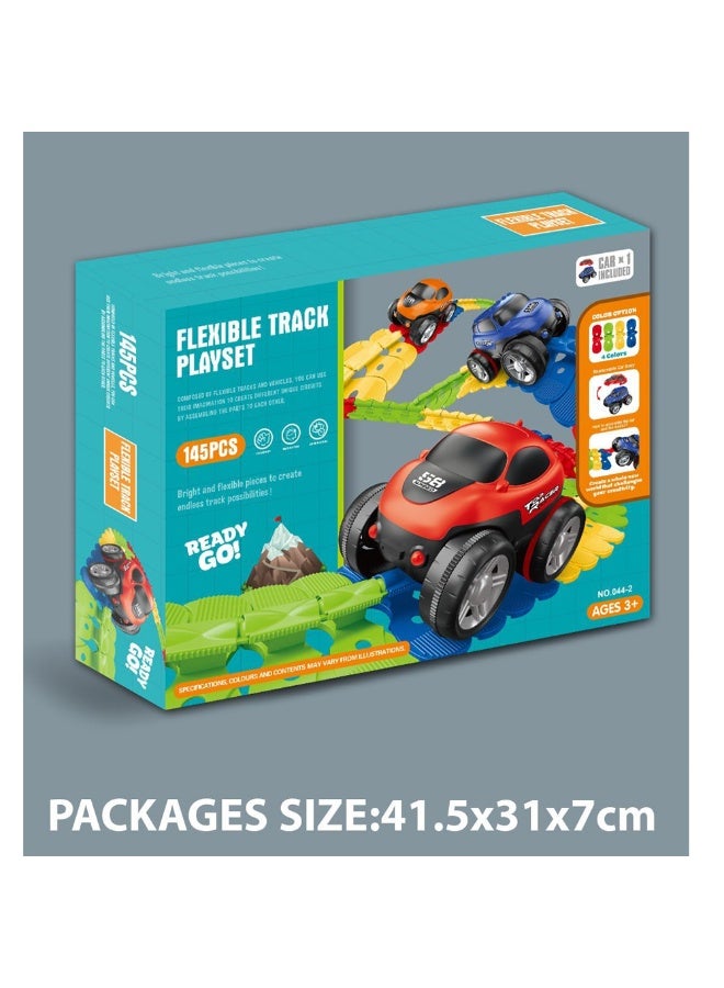 Magni Mates Flexible Track Playset – 145 Piece DIY Car Track with Electric Race Truck and Spare Body Shell – Colorful Bendable Construction Toy for Kids Ages 3+ (Batteries Not Included) - Image 5