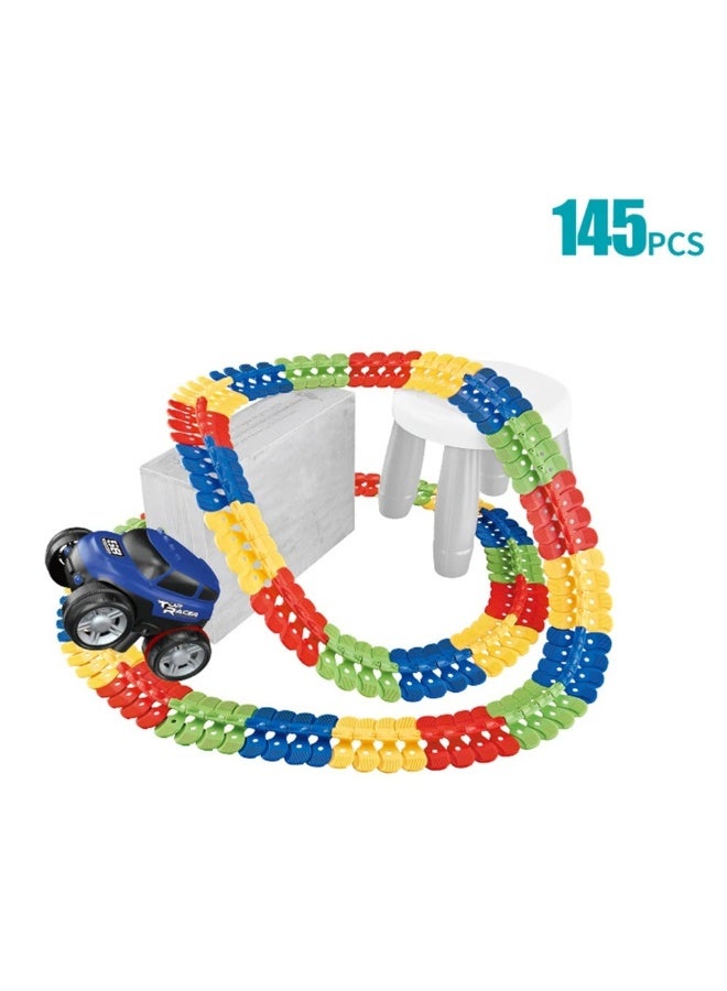 Magni Mates Flexible Track Playset – 145 Piece DIY Car Track with Electric Race Truck and Spare Body Shell – Colorful Bendable Construction Toy for Kids Ages 3+ (Batteries Not Included) - Image 1