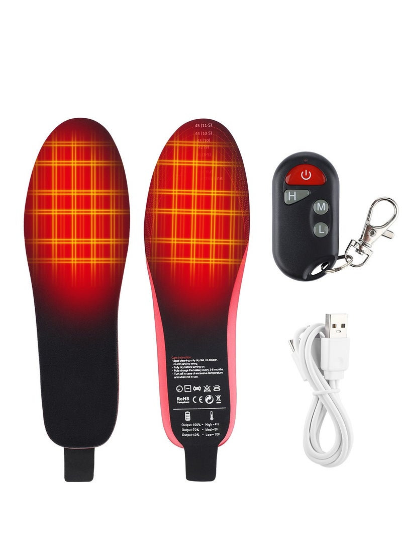 Furtey Heating Insoles with Remote Control USB Rechargeable Heated Insoles Heating Pad Shoes Boots Inserts for Women Men Wireless Foot Warmer for Travel Hunting Hiking Camping - Image 1