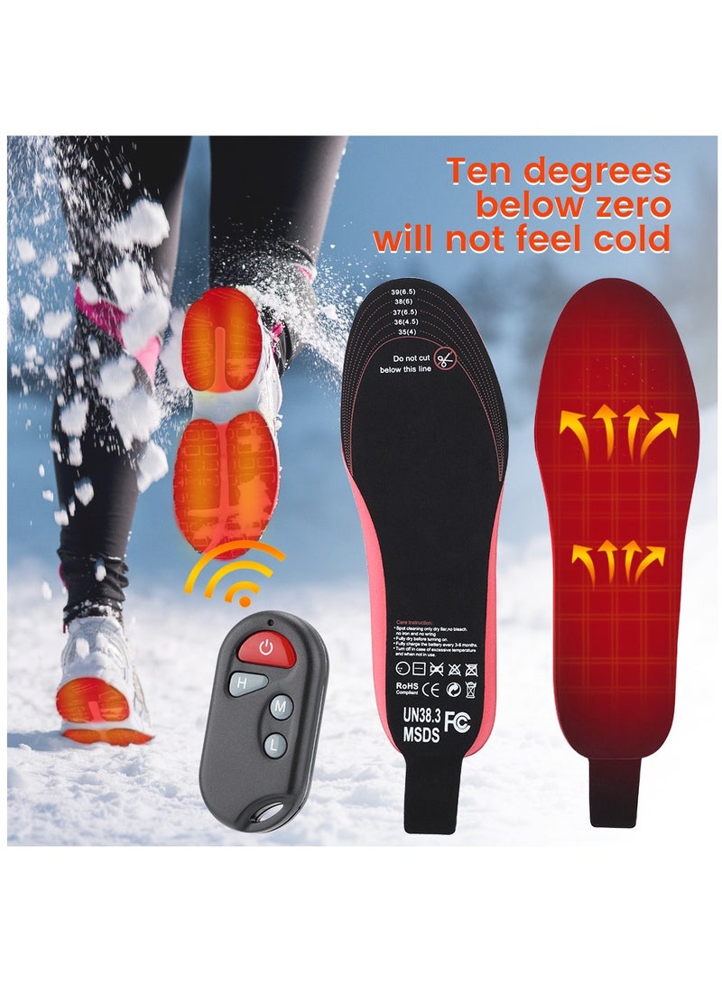 Furtey Heating Insoles with Remote Control USB Rechargeable Heated Insoles Heating Pad Shoes Boots Inserts for Women Men Wireless Foot Warmer for Travel Hunting Hiking Camping - Image 2