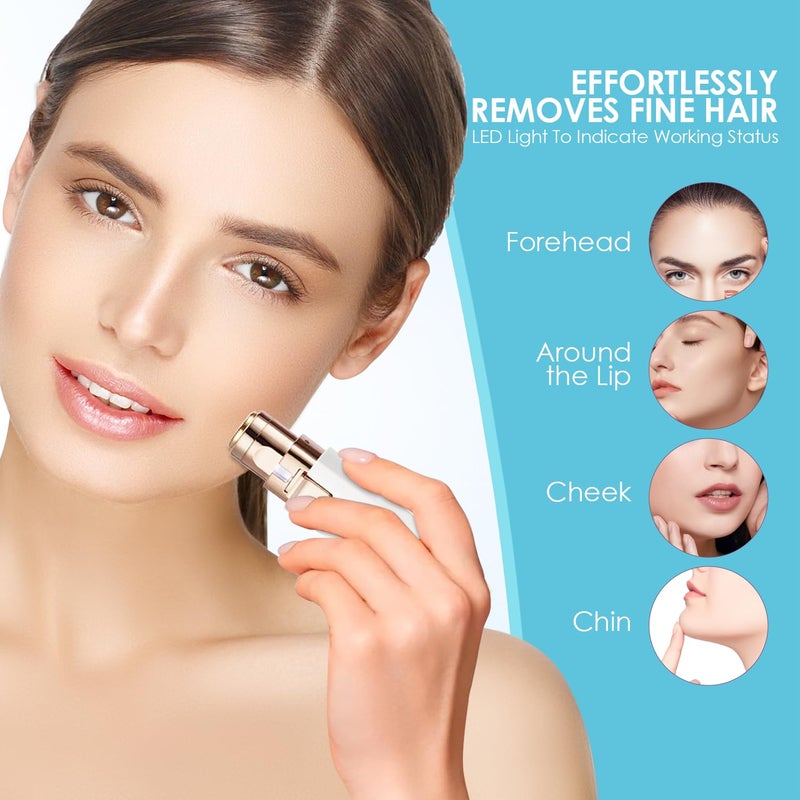 VG VOGCREST مزيل شعر الحواجب والشعر الوجه القابل لإعادة الشحن للنساء - ماكينة حلاقة 2 في 1 مع ضوء LED مدمج لإزالة الشعر بدون ألم - Image 4