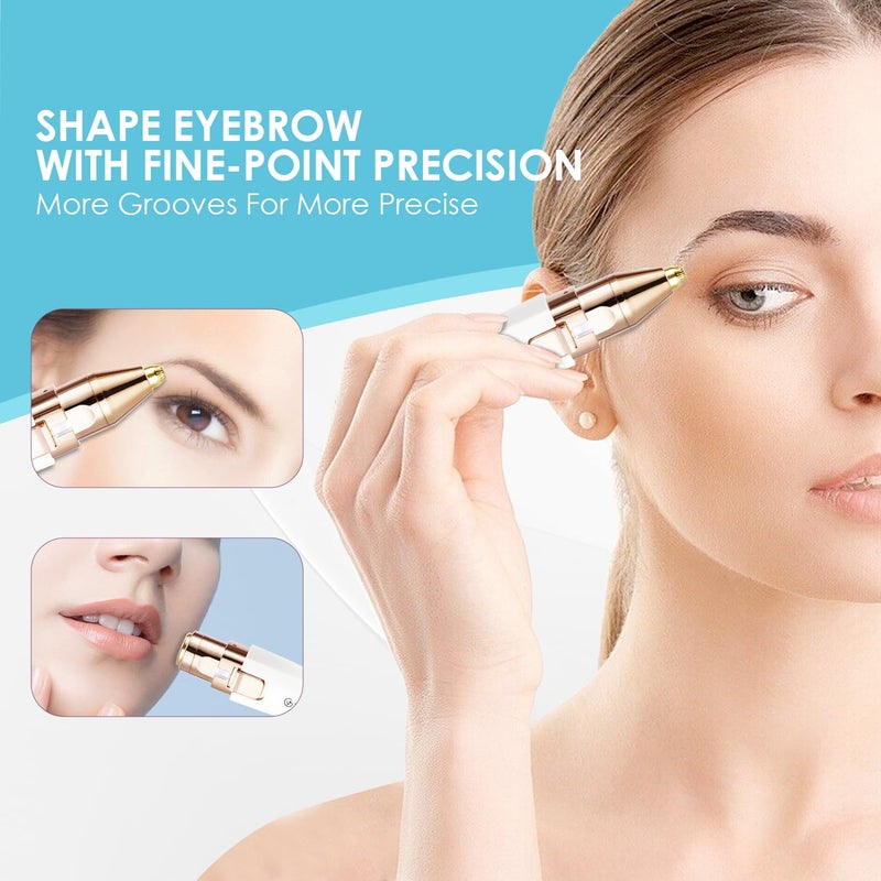 VG VOGCREST مزيل شعر الحواجب والشعر الوجه القابل لإعادة الشحن للنساء - ماكينة حلاقة 2 في 1 مع ضوء LED مدمج لإزالة الشعر بدون ألم - Image 5