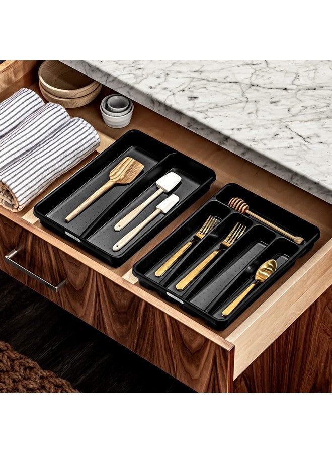 madesmart Premium Antimicrobial Classic Mini Utensil Tray Soft Grip, Non-Slip Kitchen Drawer, Multi-Purpose Home Organization, EPA Certified, 2 Compartments, Carbon - Image 3