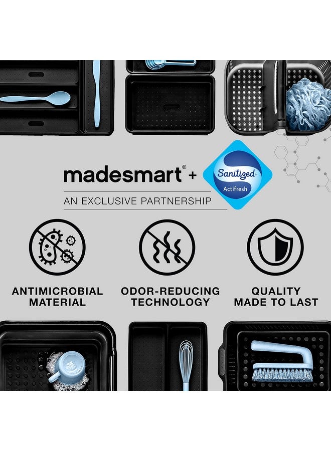 madesmart Premium Antimicrobial Classic Mini Utensil Tray Soft Grip, Non-Slip Kitchen Drawer, Multi-Purpose Home Organization, EPA Certified, 2 Compartments, Carbon - Image 5