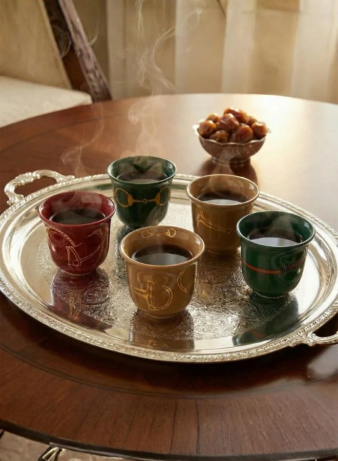 صلصال Set of 12 Fares Arabic Coffee Cups