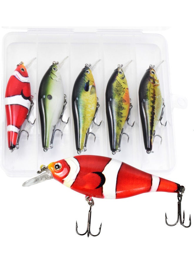 نيبمينينت طعم صيد أسماك صناعي صلب على شكل سمكة الجهير لصيد الأسماك 3.7 بوصة 0.4 أوقية/ PC CC10 من 5 قطع 18*3*10سم - Image 1