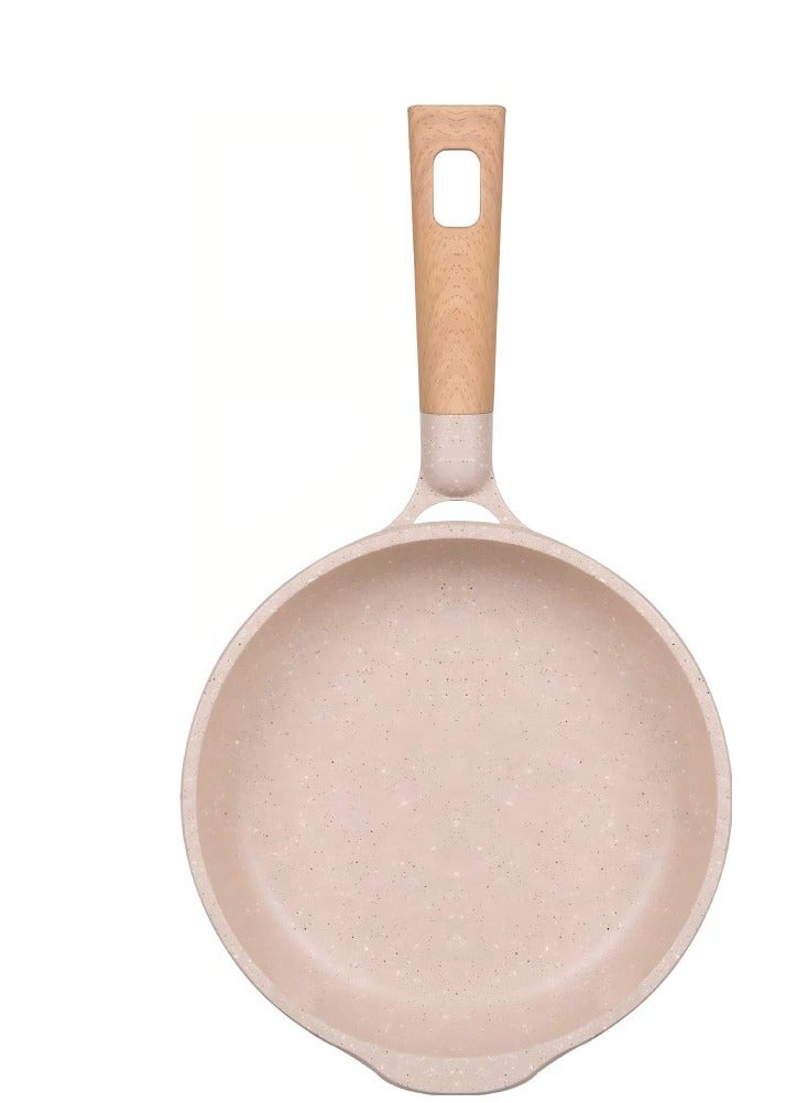 MGC Speckled Non - stick Frying Pan with Wooden Handle and Glass Lid  - Image 1