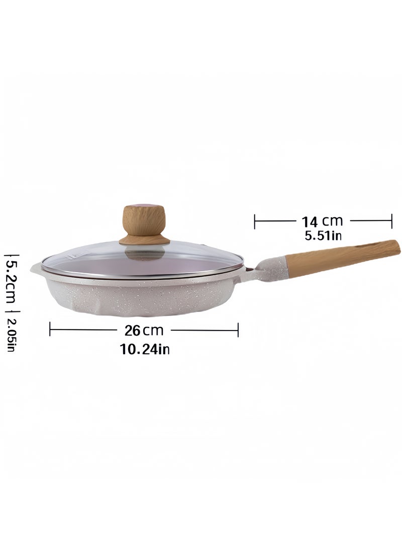 MGC Frying Pan With Durable Granite Coating – Induction Safe Non-Stick Frying/Saute Pan, Forged Aluminium Build – 3.8mm Induction Bottom – Skillet Fry Pan, Aluminium Build, 26Cm,（beige）  - Image 2