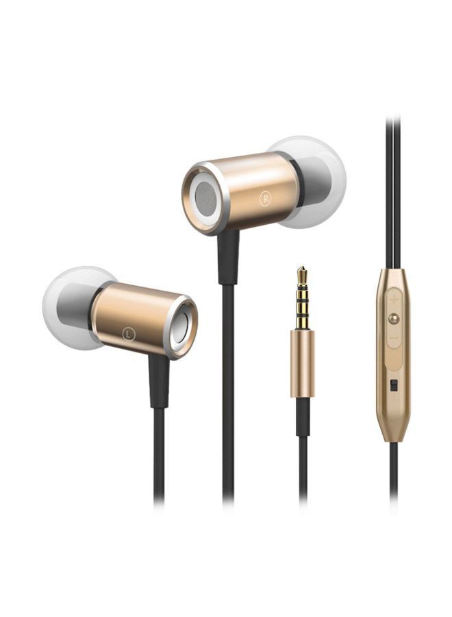 NIBEMINENT Wired In-Ear Headphones With Mic Gold - Image 1