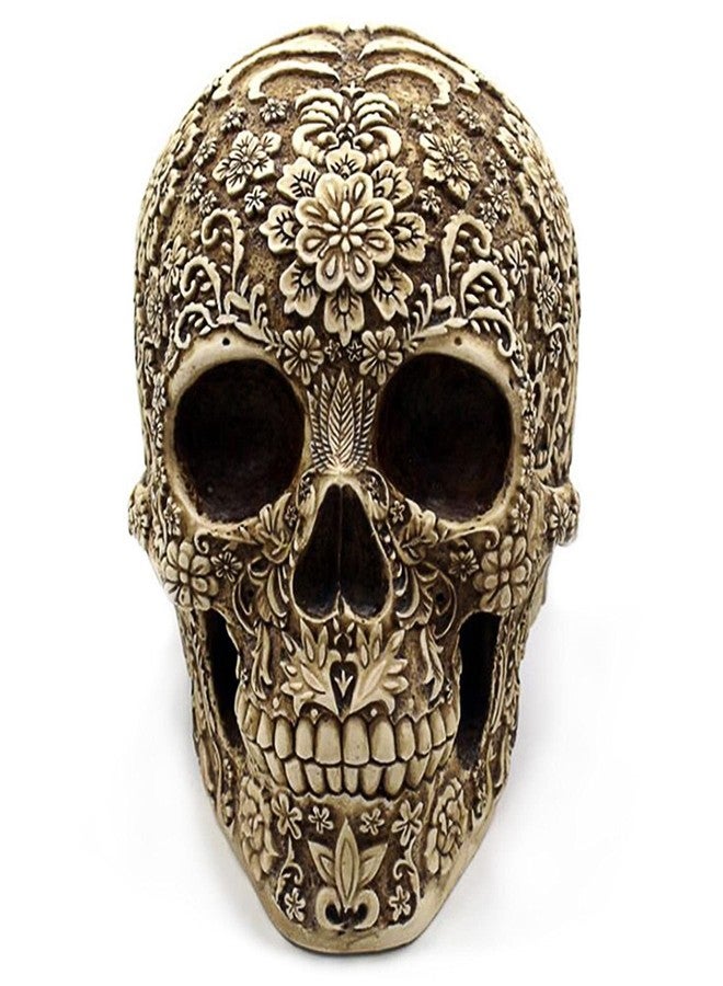UJOY wynameleri ujoy Creative Skull Flowers Sculpture 8.1'' Human Head Skeleton Statue Collectible Halloween Decoration Home Decor - Image 3