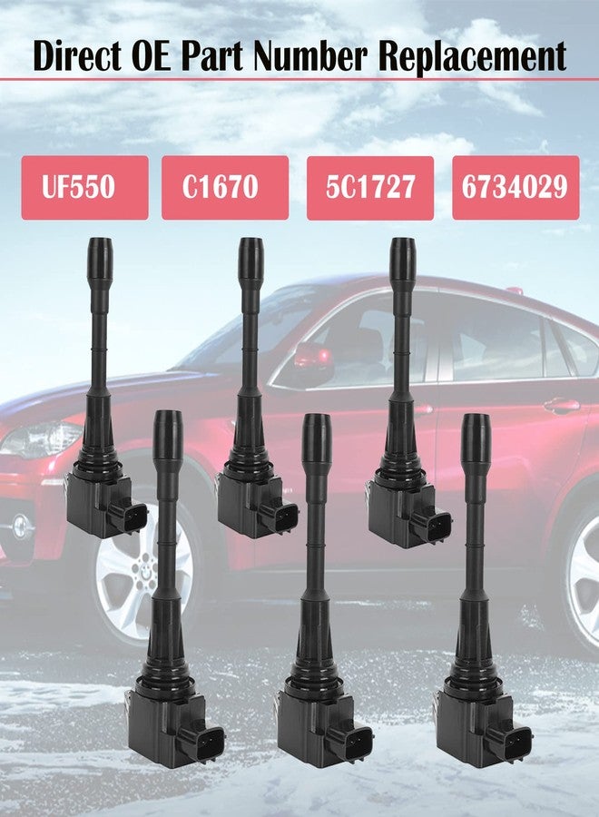 LCWRGS Set of 6 Ignition Coil Packs & Spark Plugs Fits For 3.5 V6 Nissan Murano Maxima Altima Pathfinder Infiniti G35 EX35 JX35 2009 2010 2011 2012 2013 2014 2015 2016 3.5L Coils Spark Plugs Replaces# UF550 - Image 3