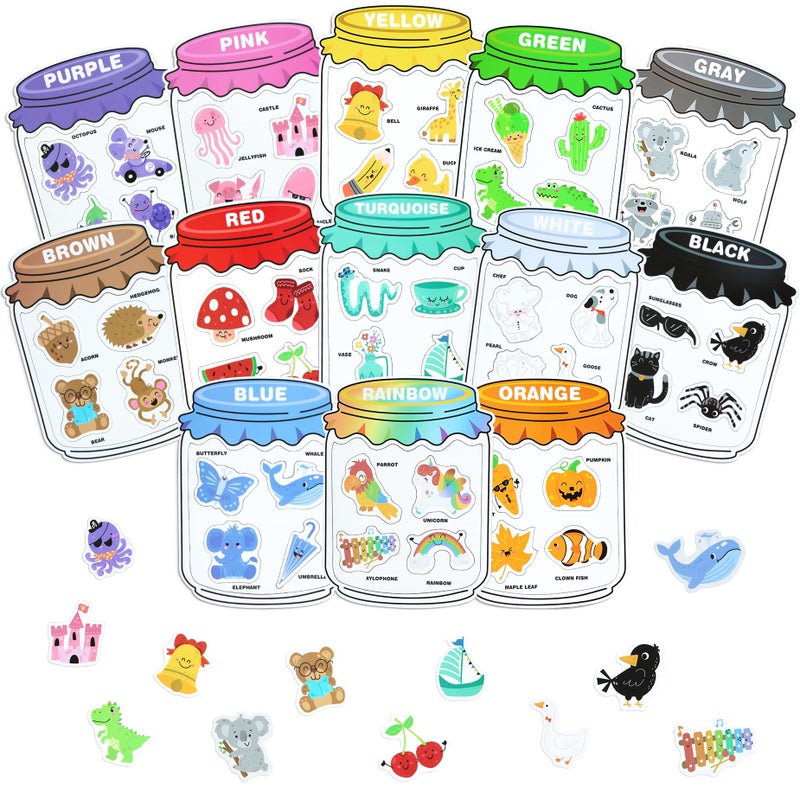 Creatoy Fridge Magnets for Toddlers Magnetic Color Sorting Set Learning Colors Recognition Magnets 13 Colors Sorting Toys for Whiteboard Refrigerator Homeschool Must Haves