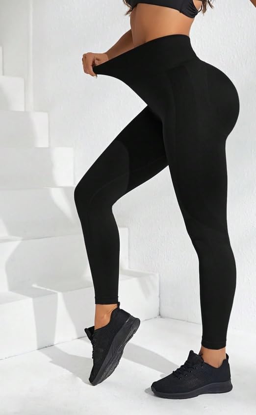 Alexvyan Black Skinny Fit Yoga Pants Gym Wear Leggings Ankle Length Workout Active Wear | Stretchable Tights | High Rise Waist Sports Fitness For Girls & Women- Nylon Fiber & Spandix (XL-X-Large). - Image 3