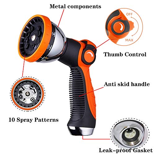 REDESS Garden Hose Spray Nozzle,10 Hose Metal Duty Watering Patterns Thumb Control On Off Valve, High Pressure Nozzle Sprayer for Plants, Car Wash,Cleaning,Showering Pets - Image 2