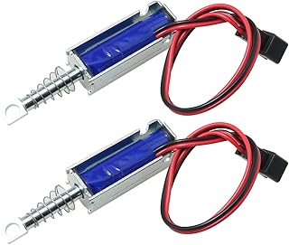 MEETOOT 2Pcs SM0537 DC12V-2A 5N Push Pull Type Open Frame Solenoid Electromagnet, 10mm - Image 1