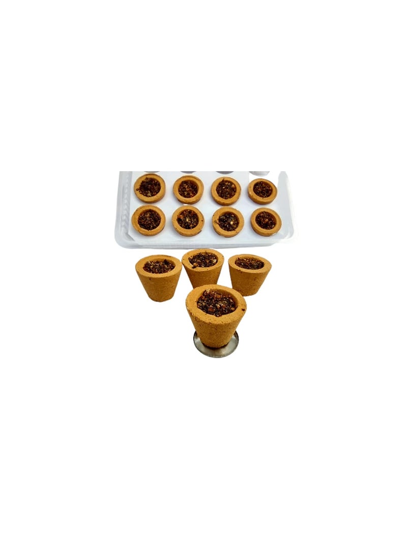 DEV POOJA STORE DEV POOJA STORE Hand Made Gau Hawan Kund Cow Dung Dhoop For Puja 12 Piece Box Guggal and Lobal Mix Havan Cups Organic Havan Cups Sambrani Cups For Puja Dhuni for Purifying Home Pack of 1  - Image 5