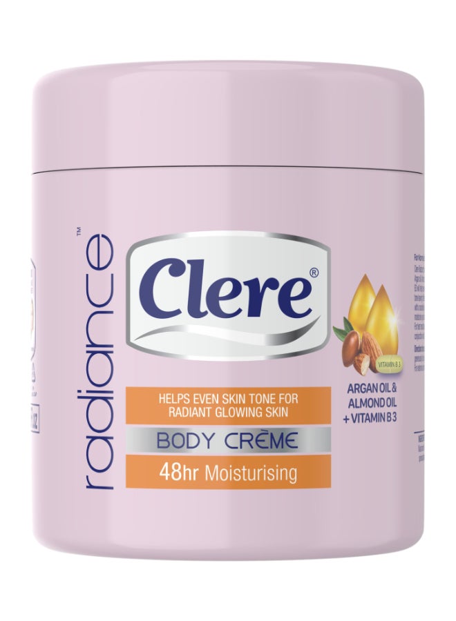 Clere Body Creme Argan Oil And Almond Oil Vitamin B3 Nourishing Hydrating And Softening 400 ml