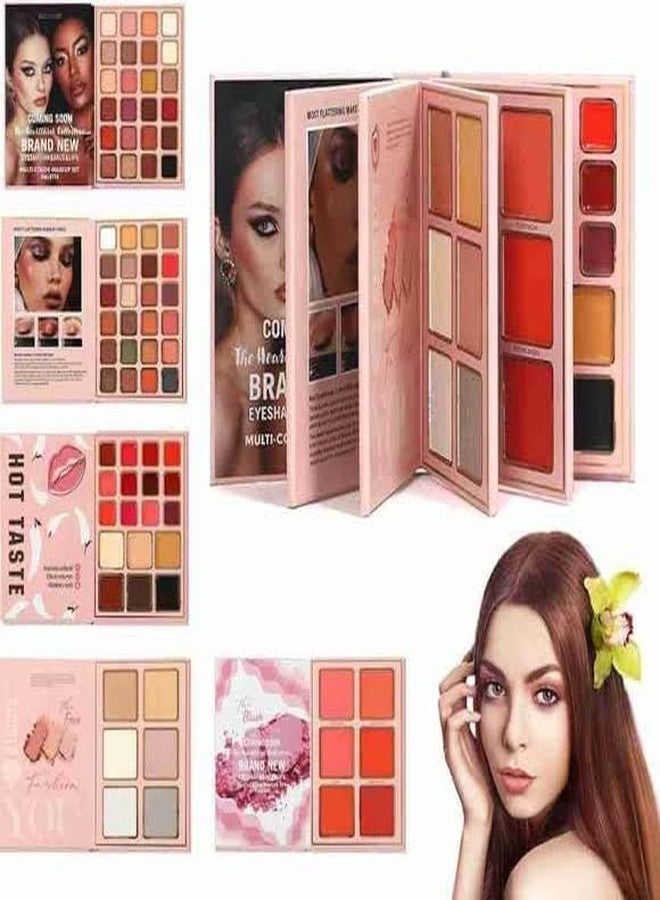 Makeup Book Kit, 5in1 Palette with Eyeshadows, Highlighter, Blush, Contour, Lip Colors, Multicolour - Image 1