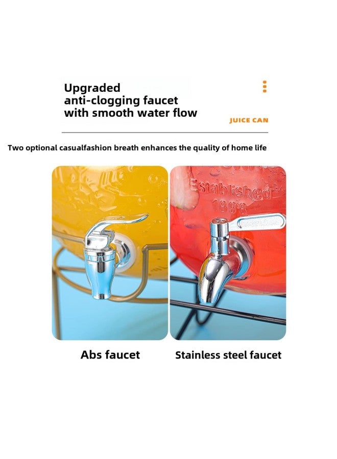 Direct Coke Barrel With Faucet Cocktail Barrel Tea Break Beverage Barrel Lemon Glass Cold Kettle Juice Jar Container-Capacity:5 Liters+abs Faucet+iron Frame - Image 4