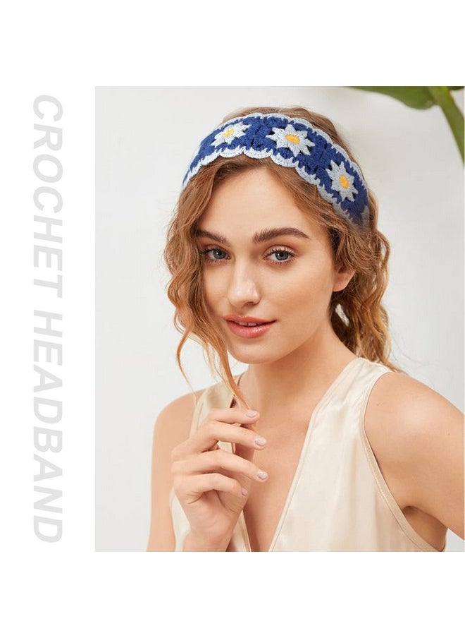 HAIMEIKANG 3Pcs Hippie Hair Bandanas Headbands For Women, Crochet Boho Headbands Floral Hair Bands For Girls (Daisy-Style  - Image 5