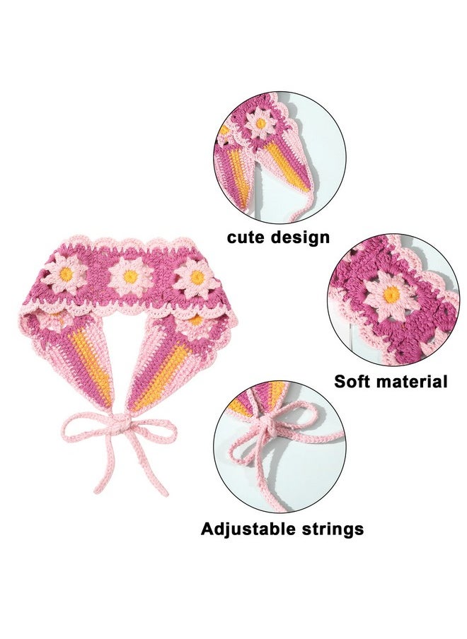 HAIMEIKANG 3Pcs Hippie Hair Bandanas Headbands For Women, Crochet Boho Headbands Floral Hair Bands For Girls (Daisy-Style  - Image 2