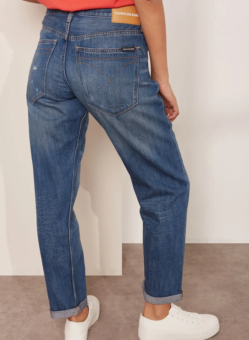 Calvin Klein Jeans Ripped Boyfriend Jeans