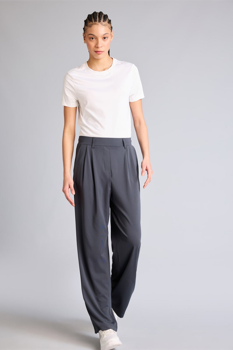 DeFacto Grey Woman Wide Leg Ankle Length Trousers Casual - Image 2