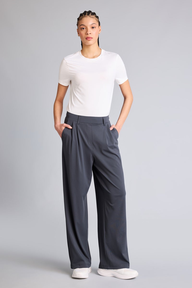 DeFacto Grey Woman Wide Leg Ankle Length Trousers Casual - Image 3