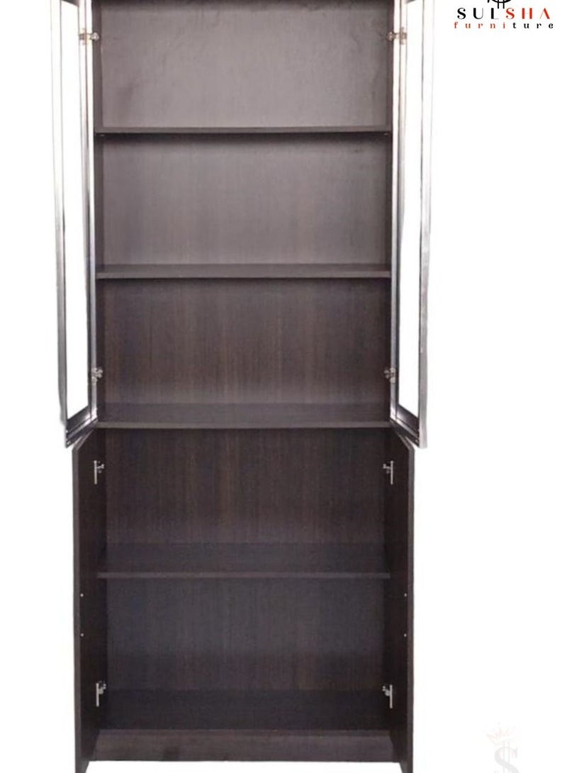 SULSHA Modern Wooden File Cabinet 4 Door ,Glass Door Cabinet  - Image 2