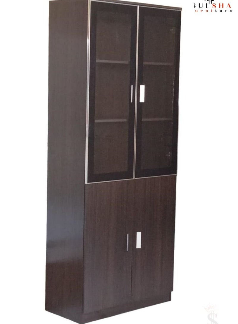SULSHA Modern Wooden File Cabinet 4 Door ,Glass Door Cabinet  - Image 3