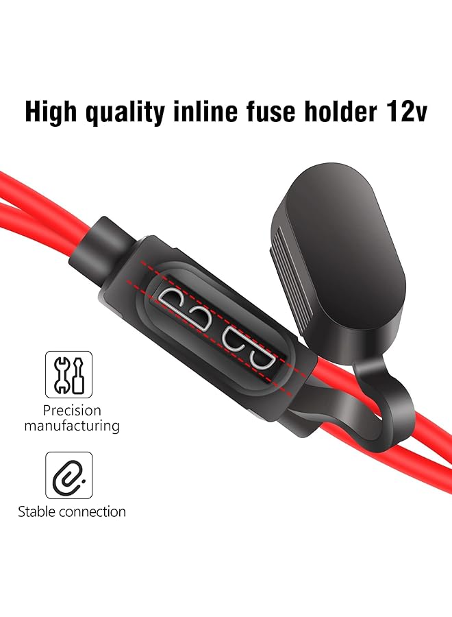 SANMUGEED Inline Fuse Holder - 12V, 5 Pcs Waterproof, 14Awg Line Fuse With 20A Copper Wire For Car/Truck/Motorcycle/Boat - Image 2