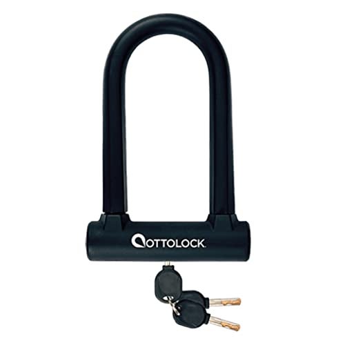 OTTOLOCK قفل أوتو لوك سايد كيك المدمج - قفل دراجة مضاد للسرقة ثقيل الوزن مع مفاتيح، مغلف بالسليكون، ملحقات دراجات، أسود - Image 1