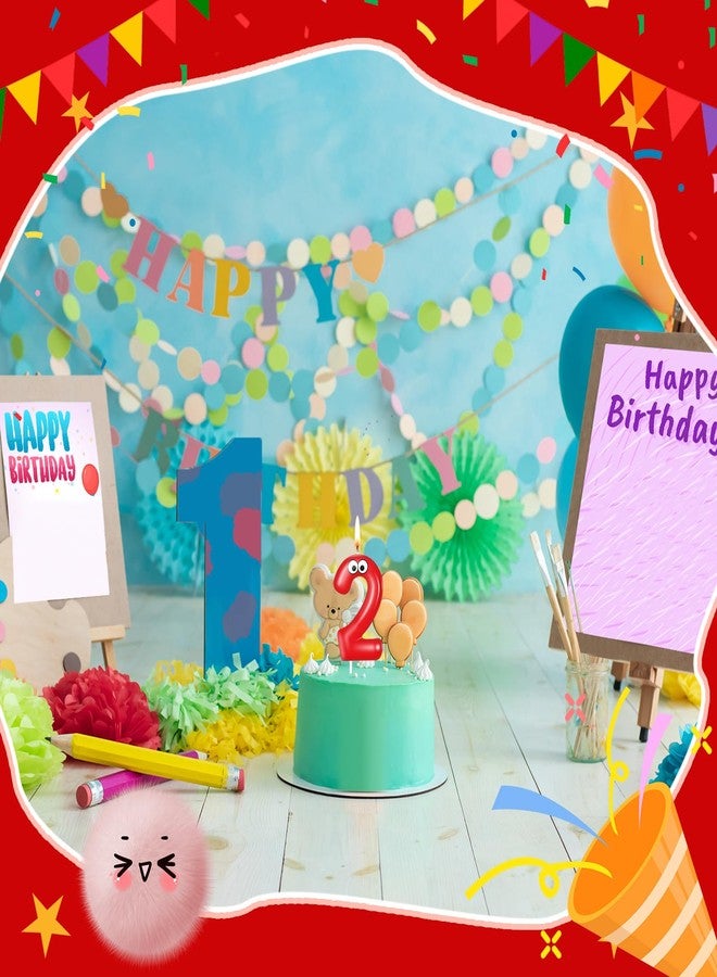 MTLEE Number Birthday Candle Monster Theme Candles Cookies Cake Topper for Girl Boy Cartoon Birthday Party Cake Decorations Supplies(Red,Number 2) - Image 4