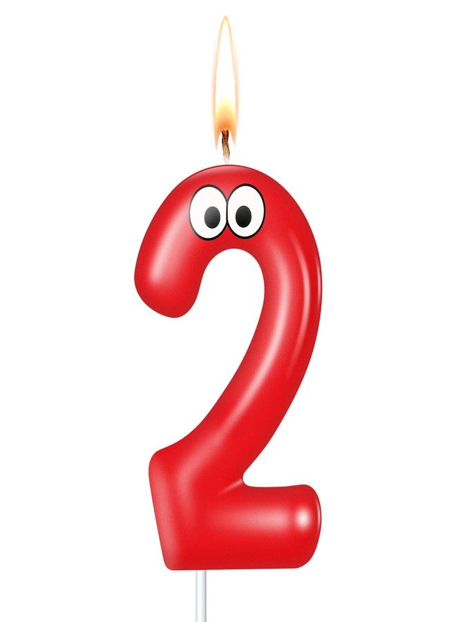 MTLEE Number Birthday Candle Monster Theme Candles Cookies Cake Topper for Girl Boy Cartoon Birthday Party Cake Decorations Supplies(Red,Number 2) - Image 1
