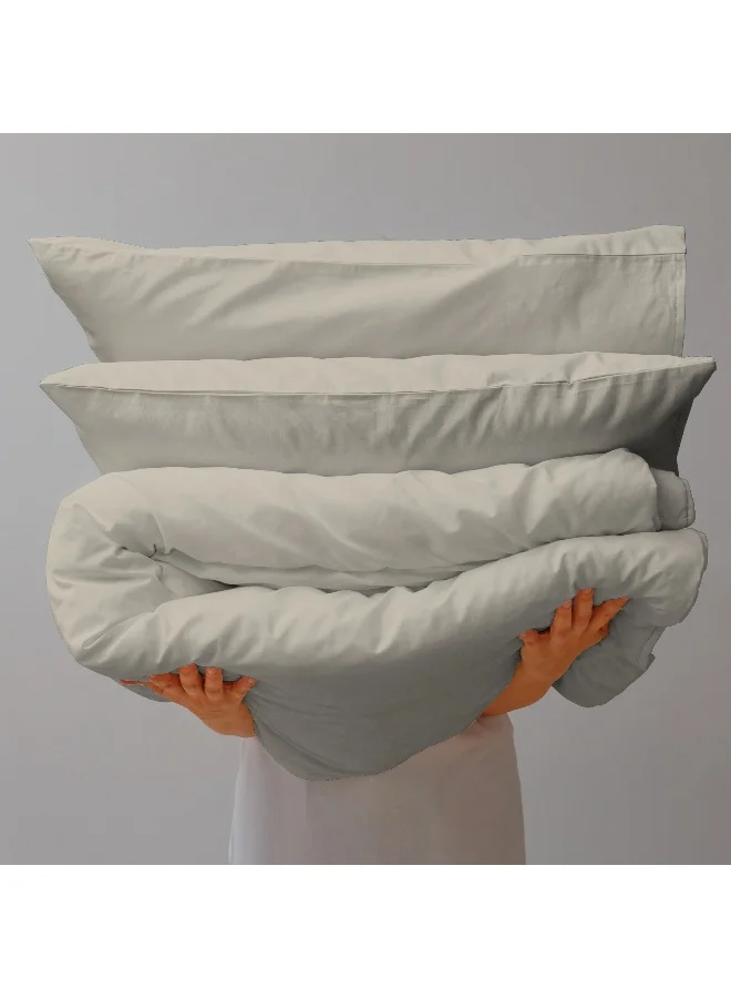 Color Sense Solid 1 Duvet Cover +2 Pillow Cases Super King Cotton Beige 260x220cm