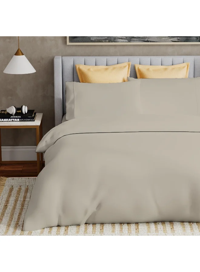 Color Sense Solid 1 Duvet Cover +2 Pillow Cases Super King Cotton Beige 260x220cm