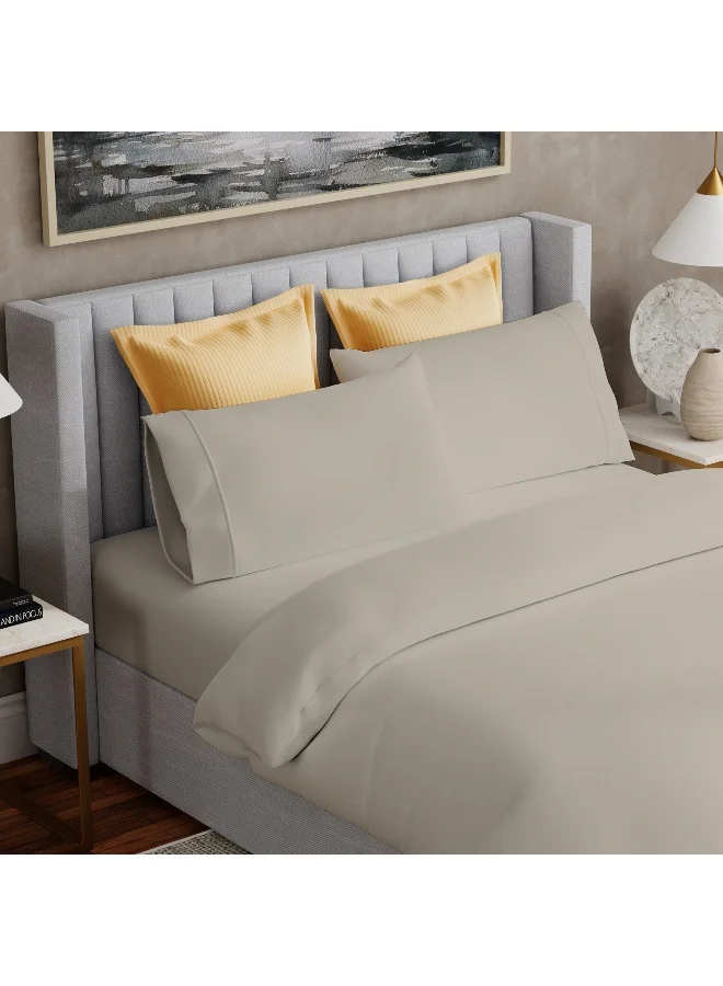 Color Sense Solid 1 Duvet Cover +2 Pillow Cases Super King Cotton Beige 260x220cm