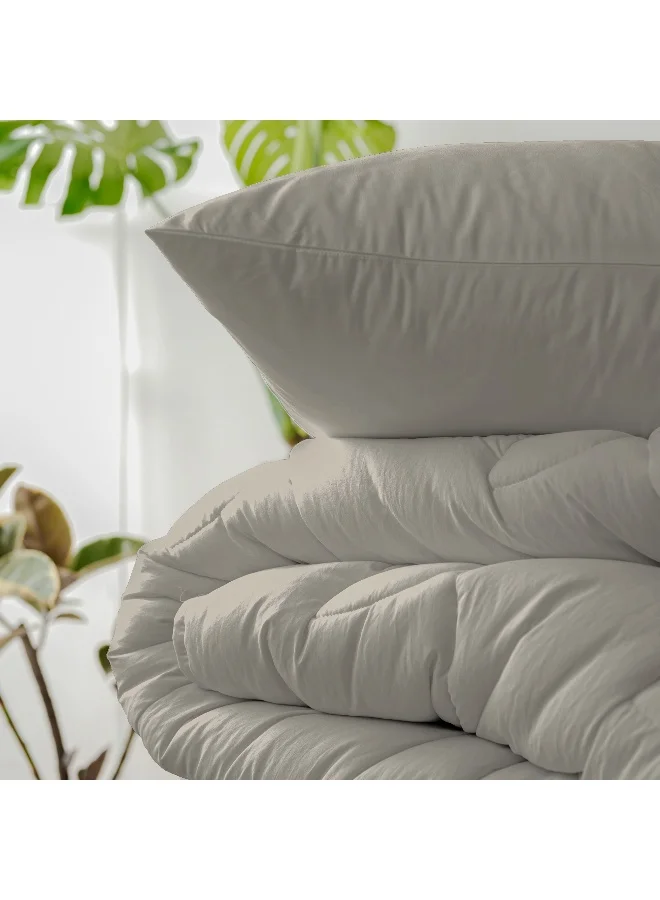 Color Sense Solid 1 Duvet Cover +2 Pillow Cases Super King Cotton Beige 260x220cm