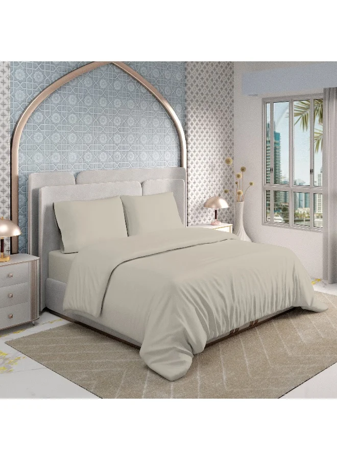 Color Sense Solid 1 Duvet Cover +2 Pillow Cases Super King Cotton Beige 260x220cm