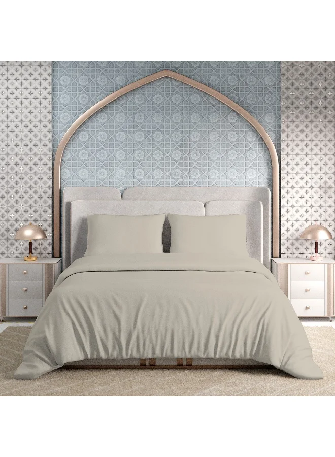 Color Sense Solid 1 Duvet Cover +2 Pillow Cases Super King Cotton Beige 260x220cm