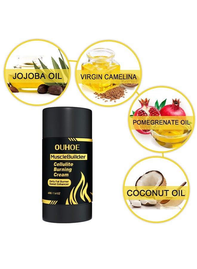 OUHOE Cellulite Burning Cream, Sweat And Fat Burning Cream, Hot Cream Cellulite And Fat Burner, Slimming Waist, Belly Slimming Cream, Sweat Cream For Women Men Weight Loss, 40G - Image 2