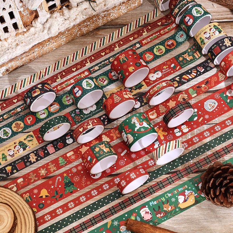 Icceemee Christmas Theme Washi Tape Set  12 Rolls Christmas Washi Tape Writable Decorative Tapes For Scrapbooking  Junk Journal Supplies  Bullet Journaling  0.6""X79"" Per Roll - Image 3